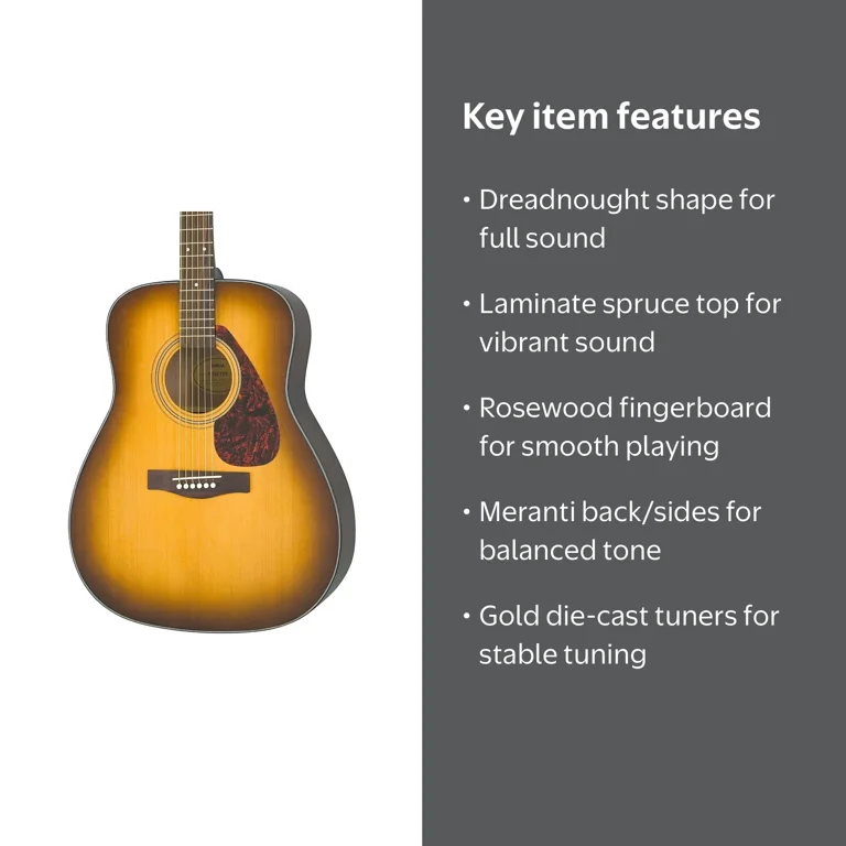Yamaha, Acoustic Guitar, F335, Tobacco Brown Sunburst - Walmart.com