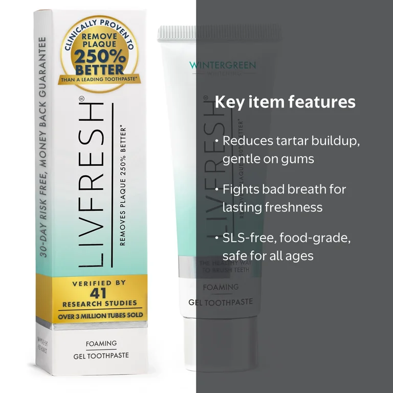 LIVFRESH Dental Gel by Livionex - Removes Plaque 250% Better
