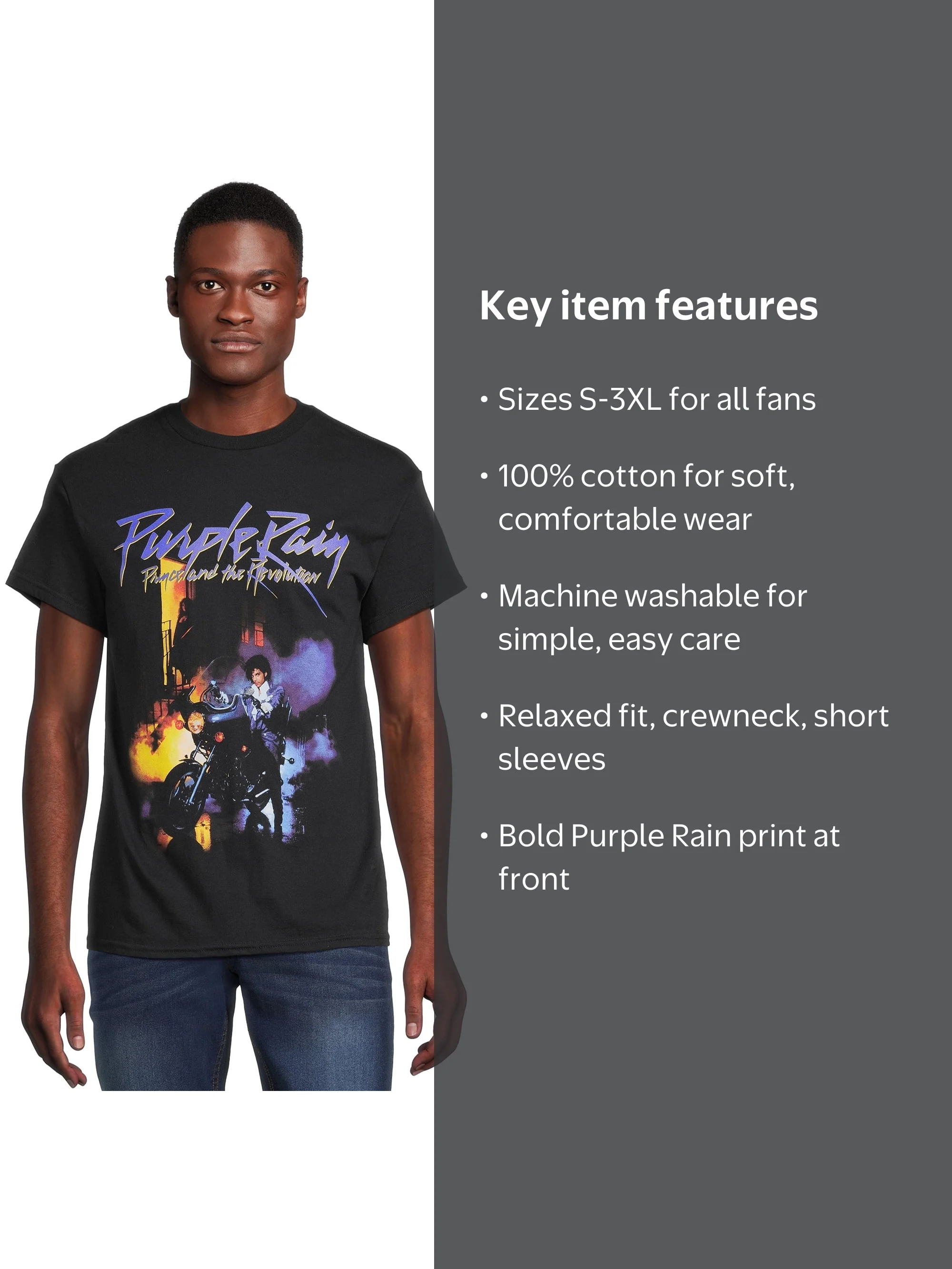 Prince Men's Purple Rain Graphic Tee with Short Sleeves, Sizes S
