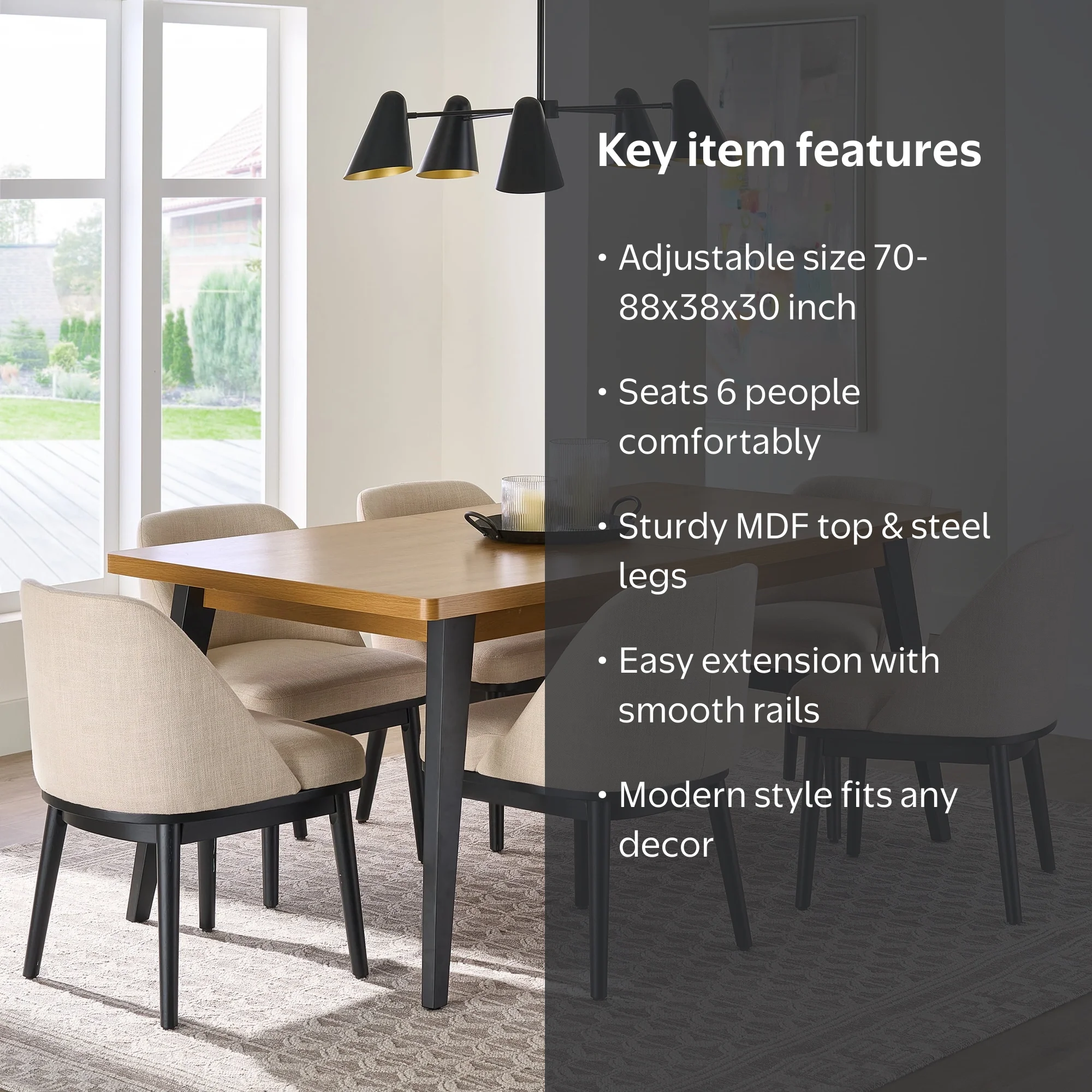 WHAT WE WANT Extention table ウォルナット Better Homes & Gardens Nola Extendable Dining Table, Light Honey