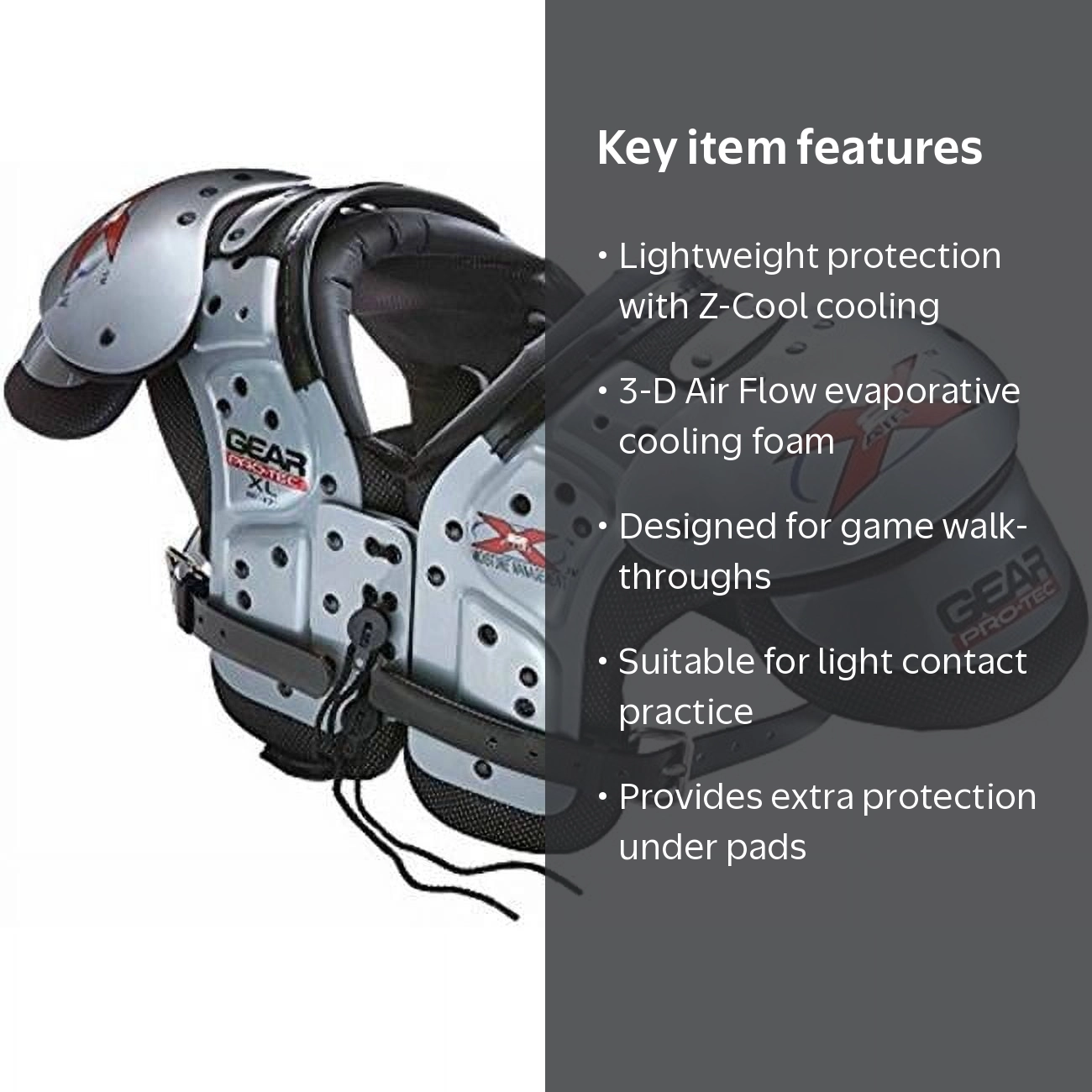 Gear Pro-Tec Z-Cool Football Shoulder Pads, XXL, Multicolor