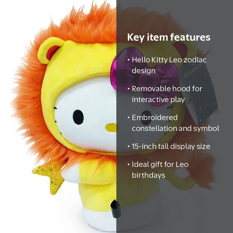 Kidrobot Sanrio Star Sign Leo Medium Plush, Hello Kitty Zodiac