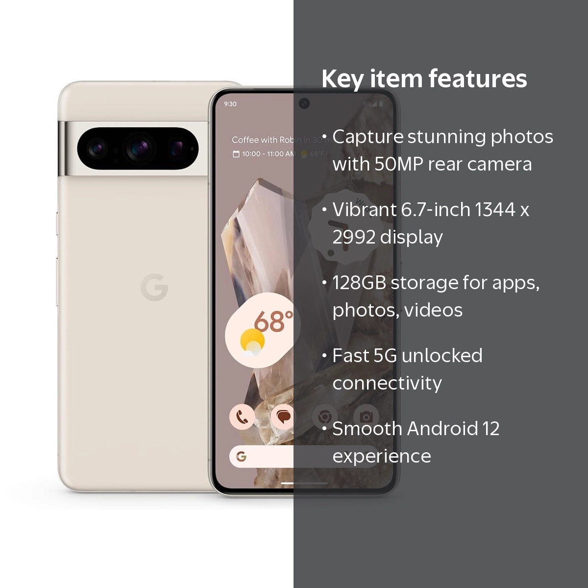 Google Pixel 8 Pro 5G Smartphone, 128GB, Brown, 6.7-inch display
