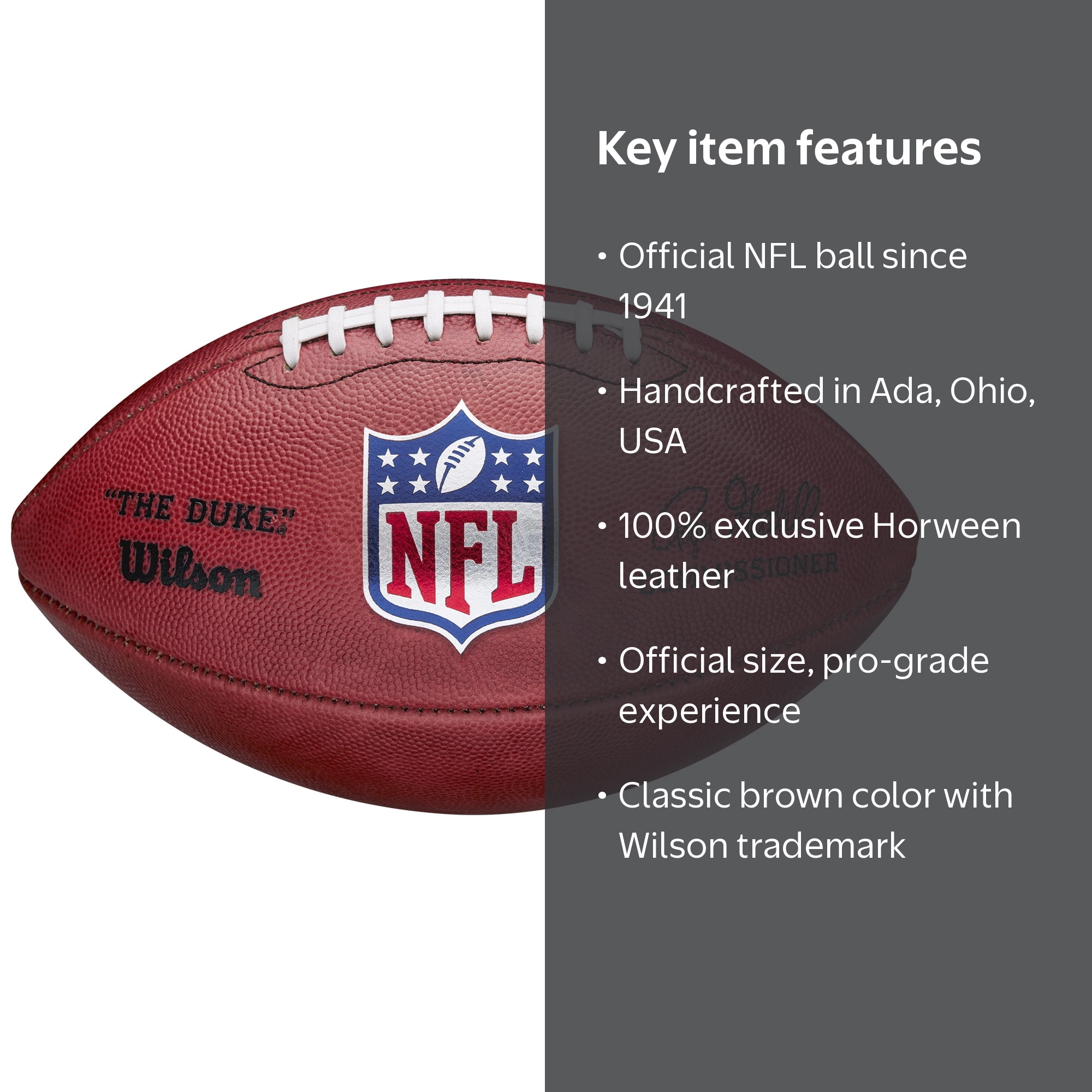 Wilson, NFL Football, The Duke, Official Size 9, Handcrafted in