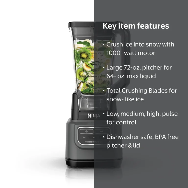 Ninja Classic Blender, 1000 Watts, 3 Speeds, Smoothies, 72 Oz