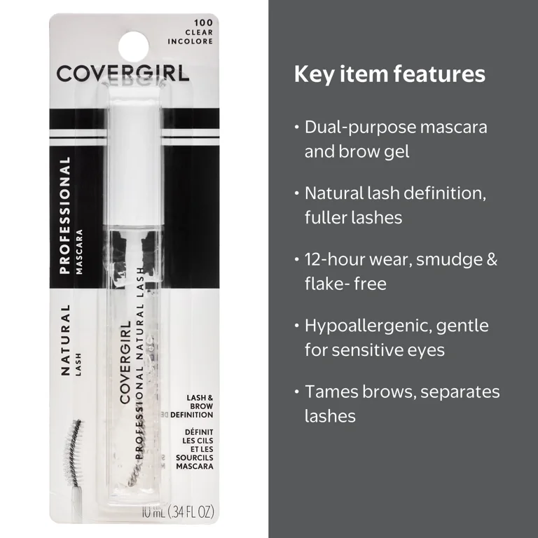 COVERGIRL, Natural Lash Mascara, 0.34 Fl Oz, Clear and COVERGIRL, Natural Lash Mascara, 0.34 Fl Oz, Clear and