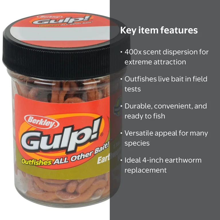 Gulp! Earthworm Soft Bait 4 inch Brown with Extreme Scent