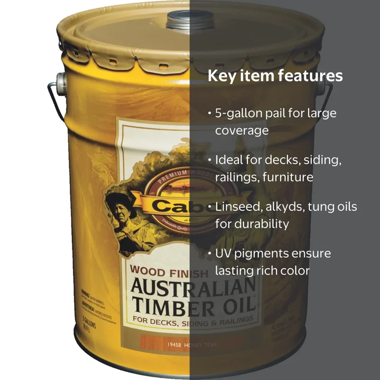 Cabot 19458 Timber Oil, Honey Teak, Exterior Stain Sealer, 5 gal
