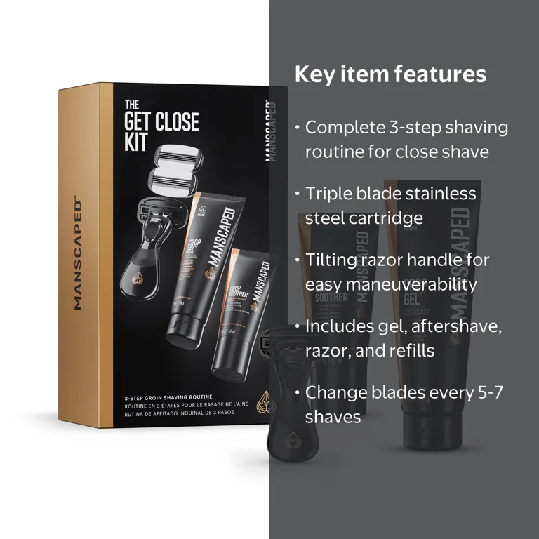 Manscaped Get Close Kit 3-Step Shaving Routine with Shave Gel and