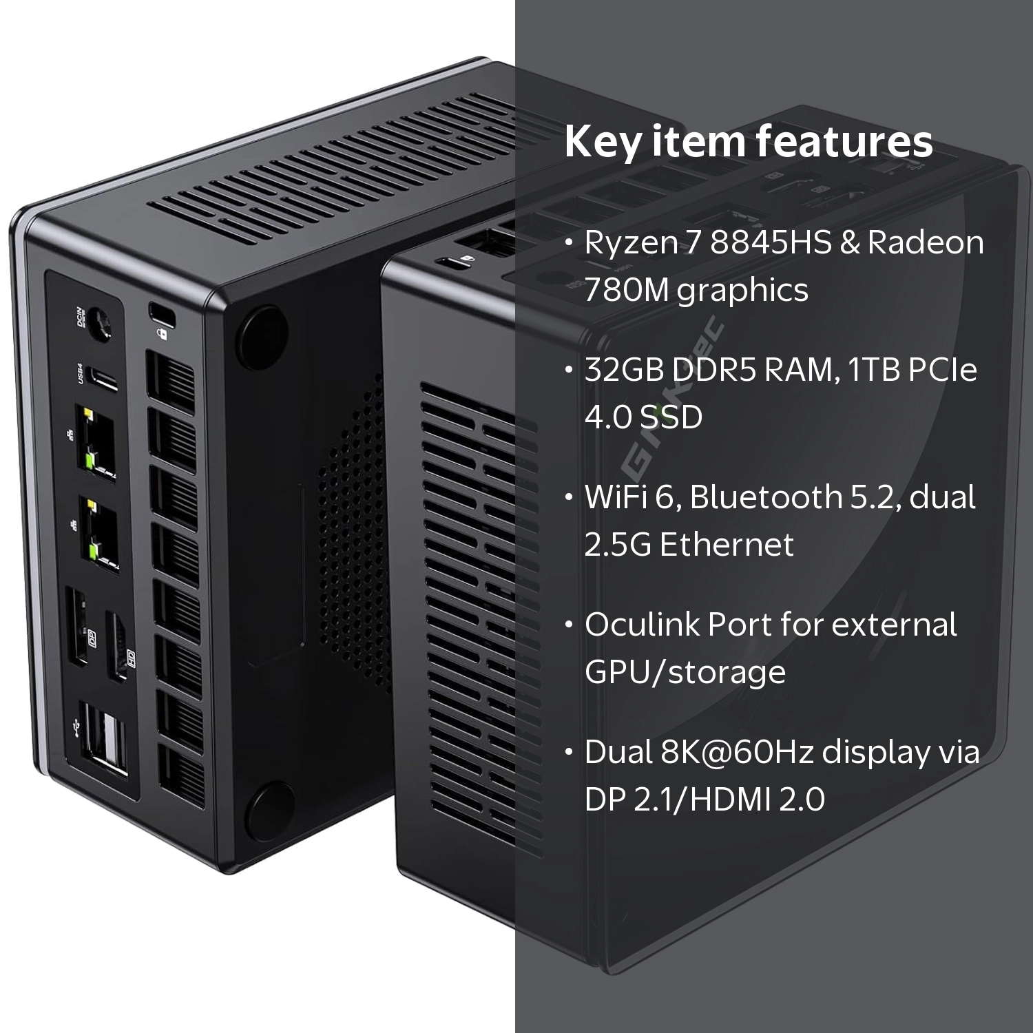 ミニPC GMKtec Mini PC AMD Ryzen 7 GMKtec, Mini Gaming PC, 1TB SSD, 32GB RAM, AMD Ryzen 7 8845HS