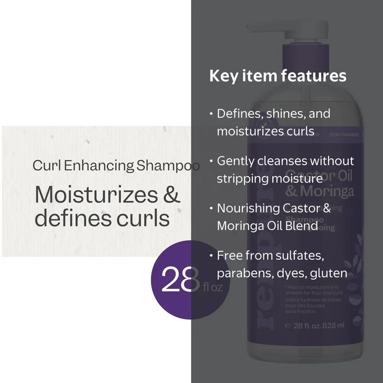 Renpure Castor Oil & Moringa Curl Enhancing Shampoo for Curly Hair