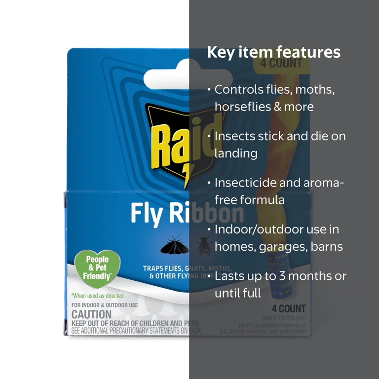 Raid, Fly Ribbons, 4 Count, Effective for Kitchen and Food Prep