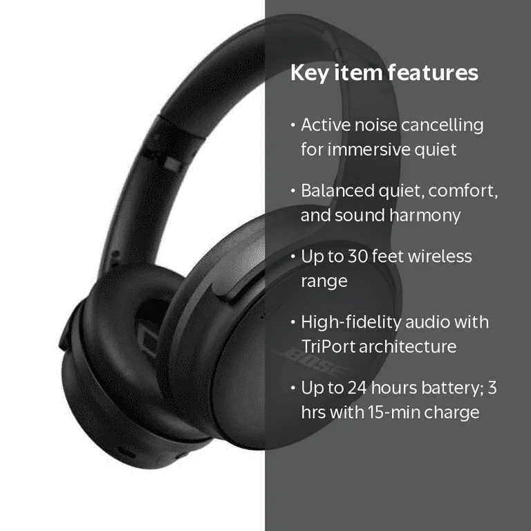 Bose QuietComfort 45 Bluetooth Noise Cancelling Headset, Black