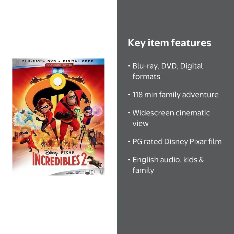 Disney's Incredibles 2 Animated Movie: Blu-ray, DVD & Digital Copy