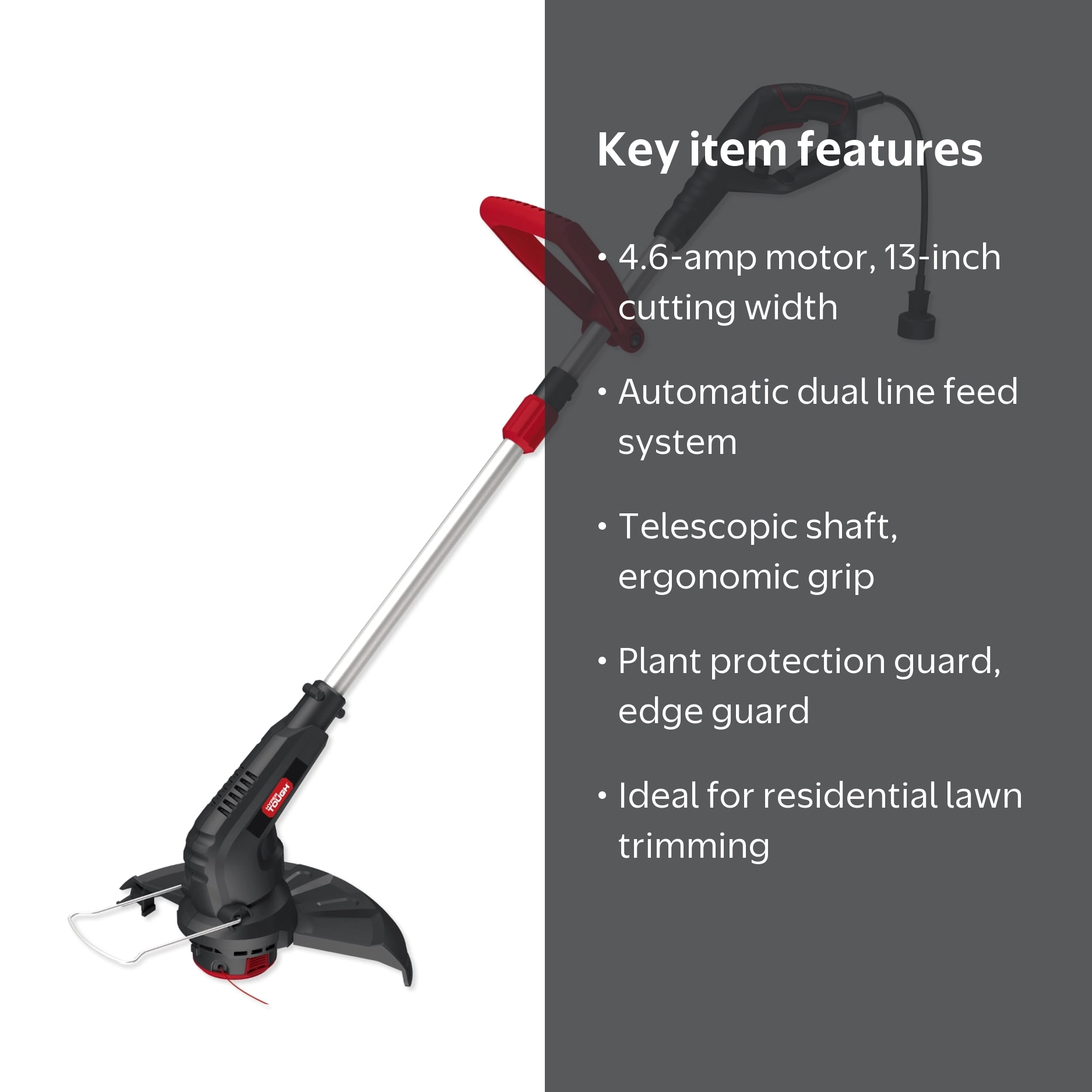 Free Shipping! Hyper Tough Electric String Trimmer 4.6-Amp 13 Inch