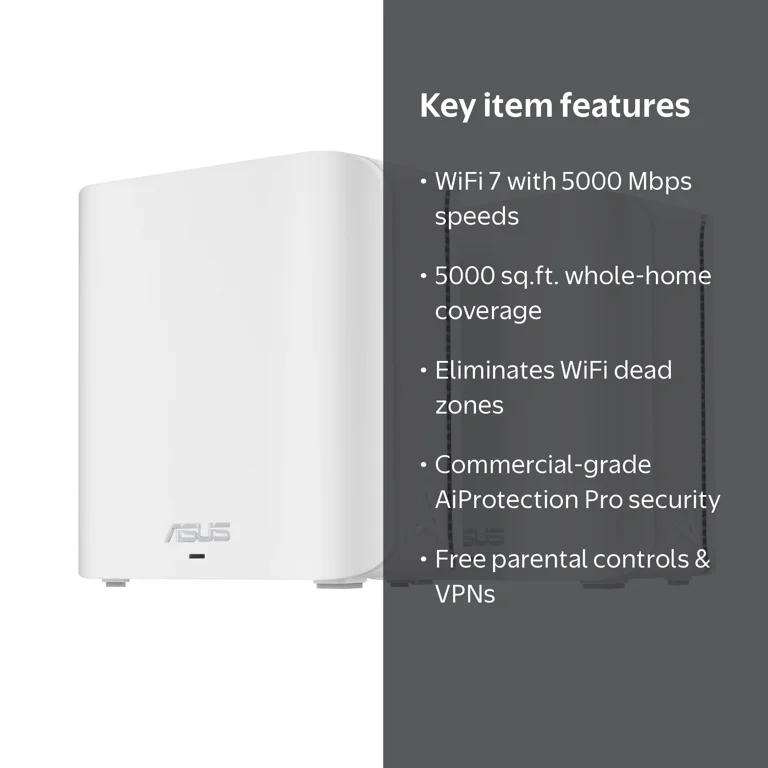 ASUS ZenWiFi BD5 Dual-Band WiFi 7 Mesh, 5000 sq ft, 2-pk, 2.5G