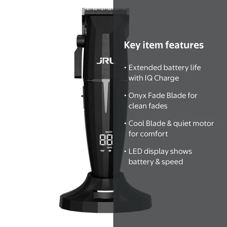JRL, Cordless Hair Clipper, Black, Patented Reset IQ Technology