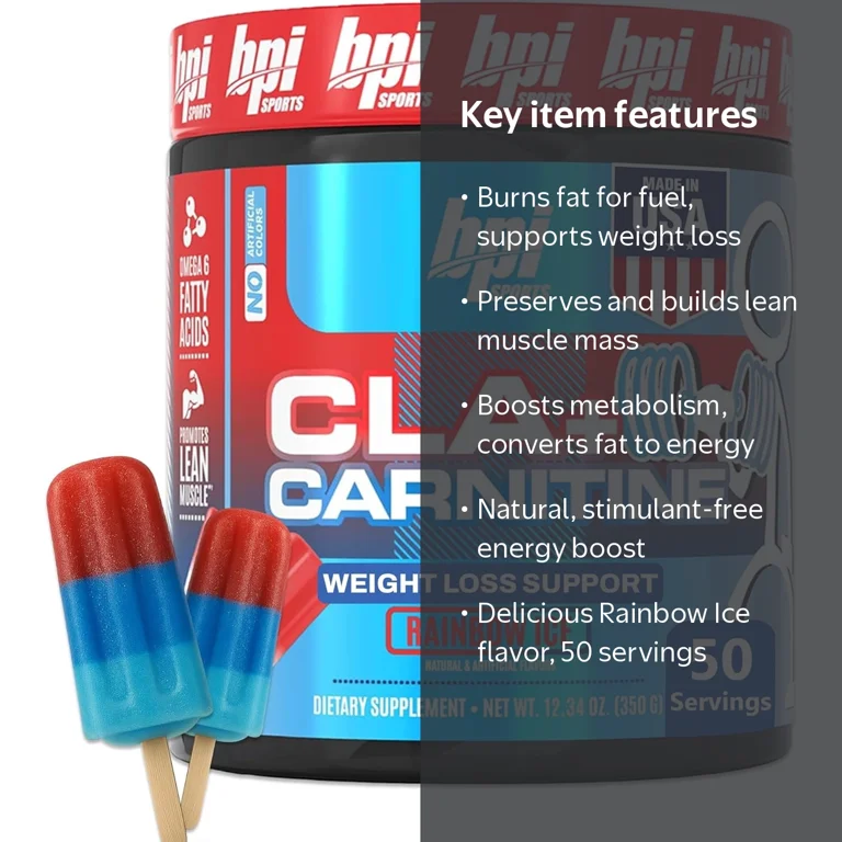 BPI Sports CLA Carnitine Fat Burner Rainbow Ice 50 Servings Weight Loss Powder