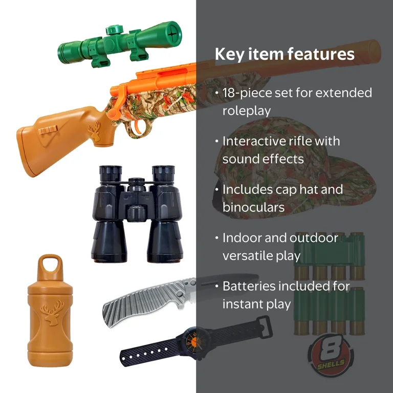Adventure Force Deep Woods Hunter Hunting Rifle Set 18 Pieces for