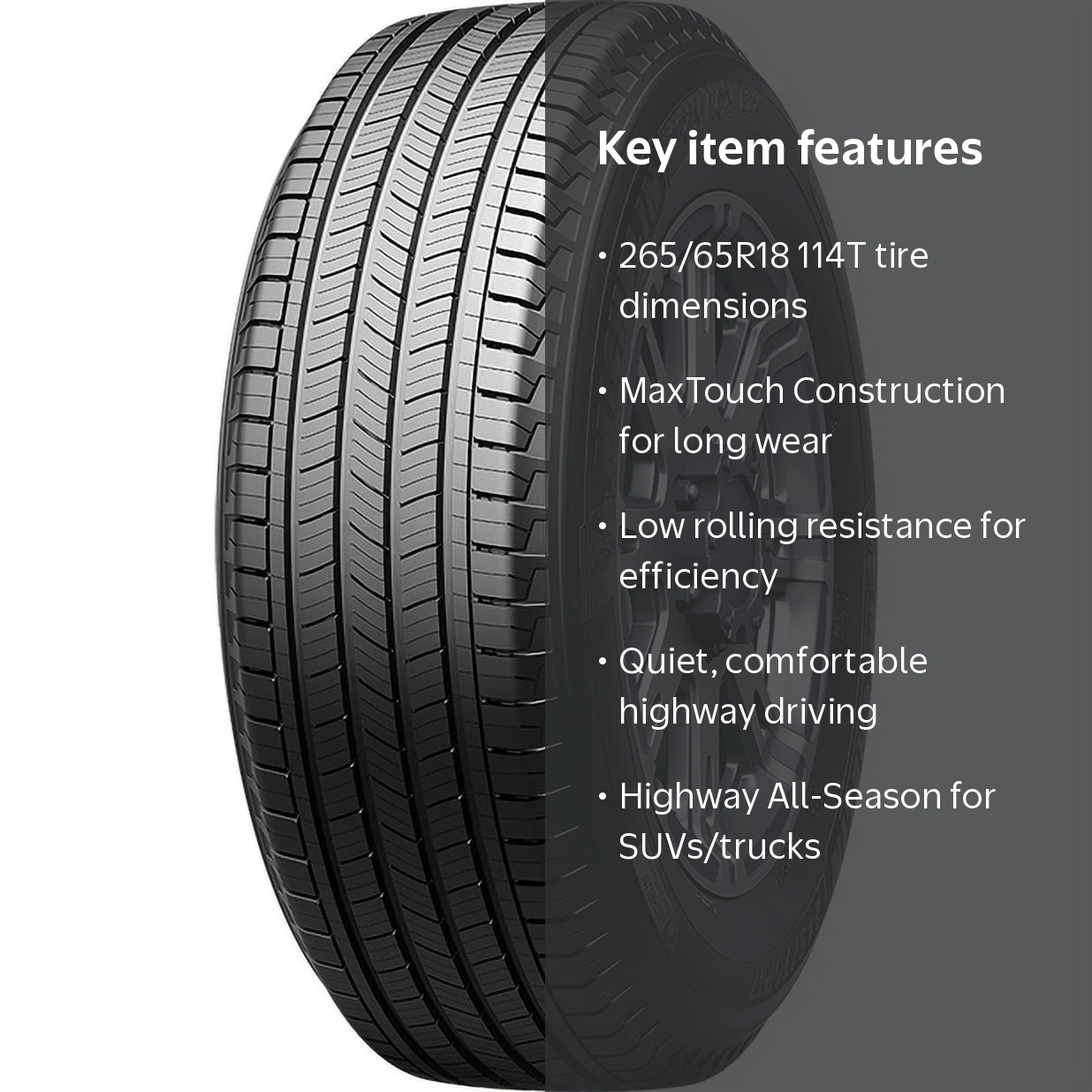 Michelin, Primacy LTX Tire, 265/65R18, 114T, All-Season - Walmart.com Michelin, Primacy LTX Tire, 265/65R18, 114T, All-Season - Walmart.com