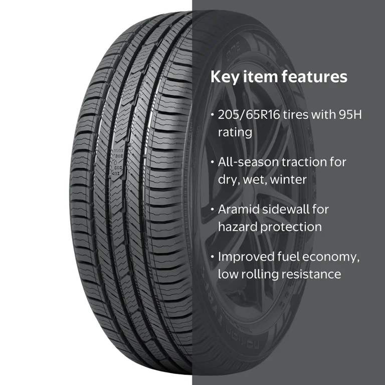 Nokian One All Season Tire, Size 205/65R16 95H, Fits 2016-21