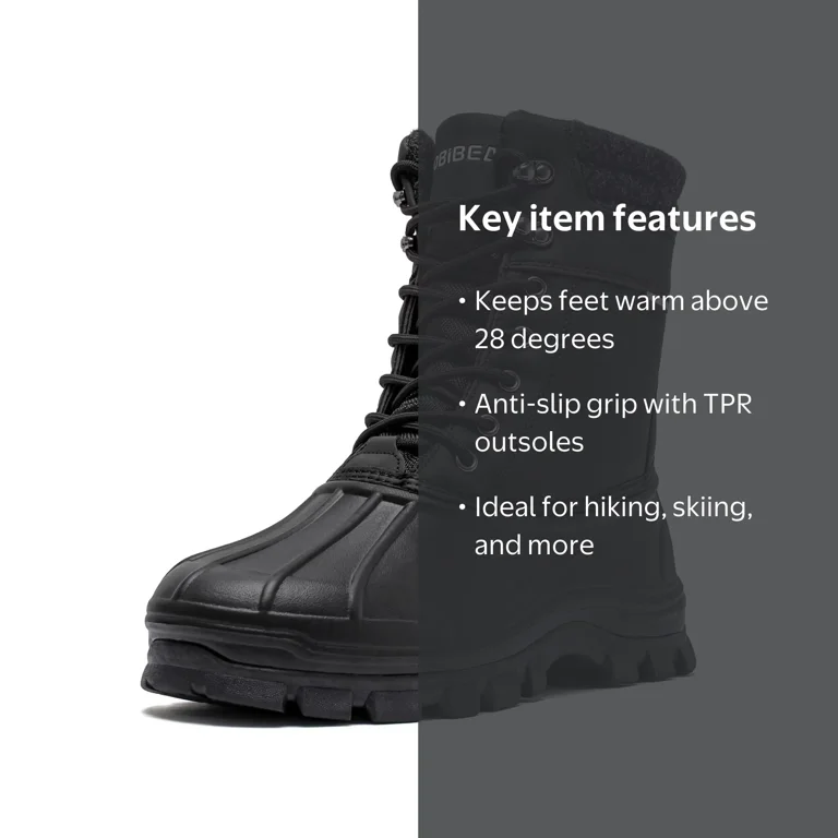 men's winter insulated dress boots WCXTY Mens Snow Waterproof Insulated,Outdoor High Top Cold-Weather Warm Hiking Boots Men,Lightweight Breathable Fur Lined Boots (Color : Black, Size : 7) denier nylon uppers Waterproof TPR shell keeps you dry through puddles Gubarun Men's Snow Boots Insulated
