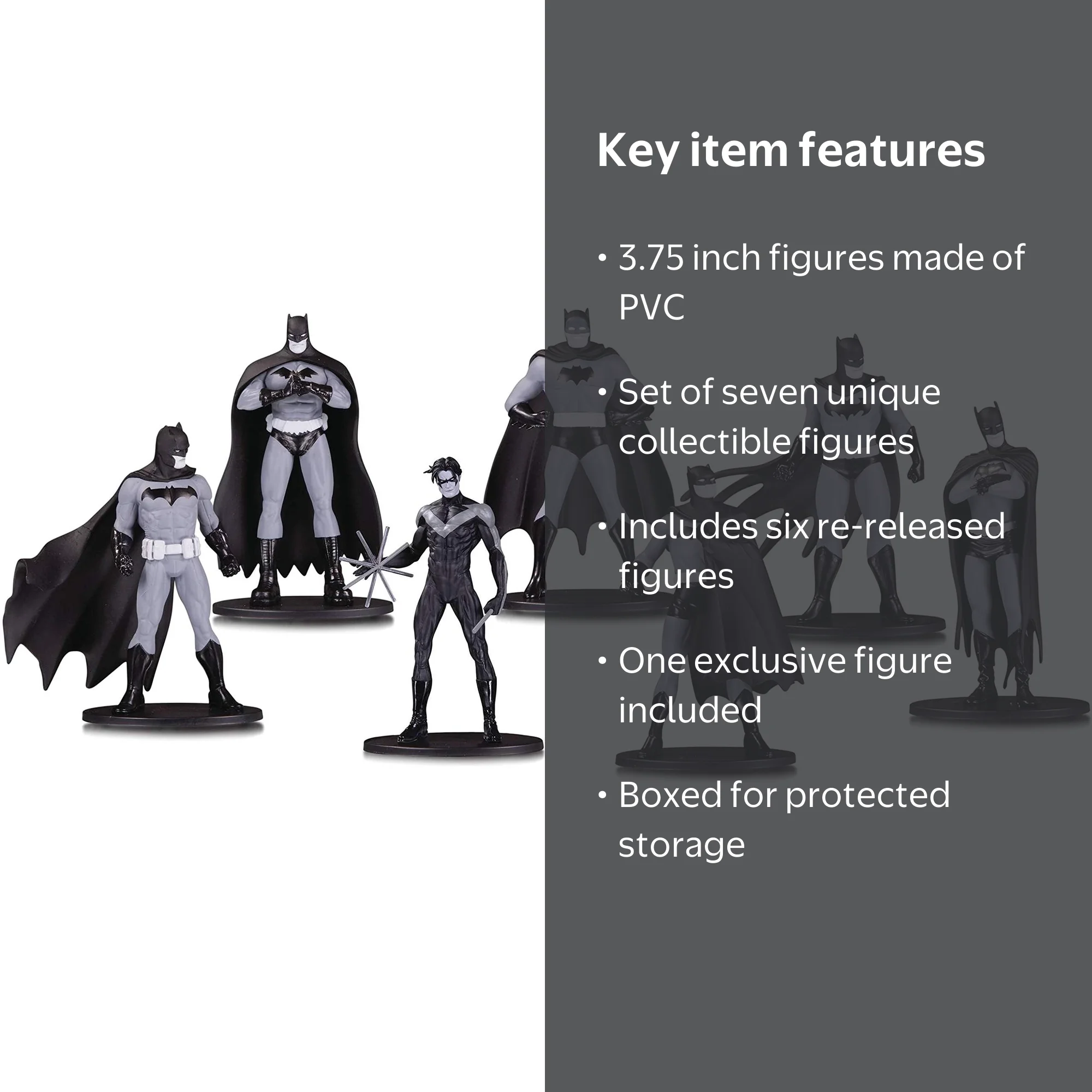 DC Collectibles Batman Black & White Mini Figure 7 Pack Box Set