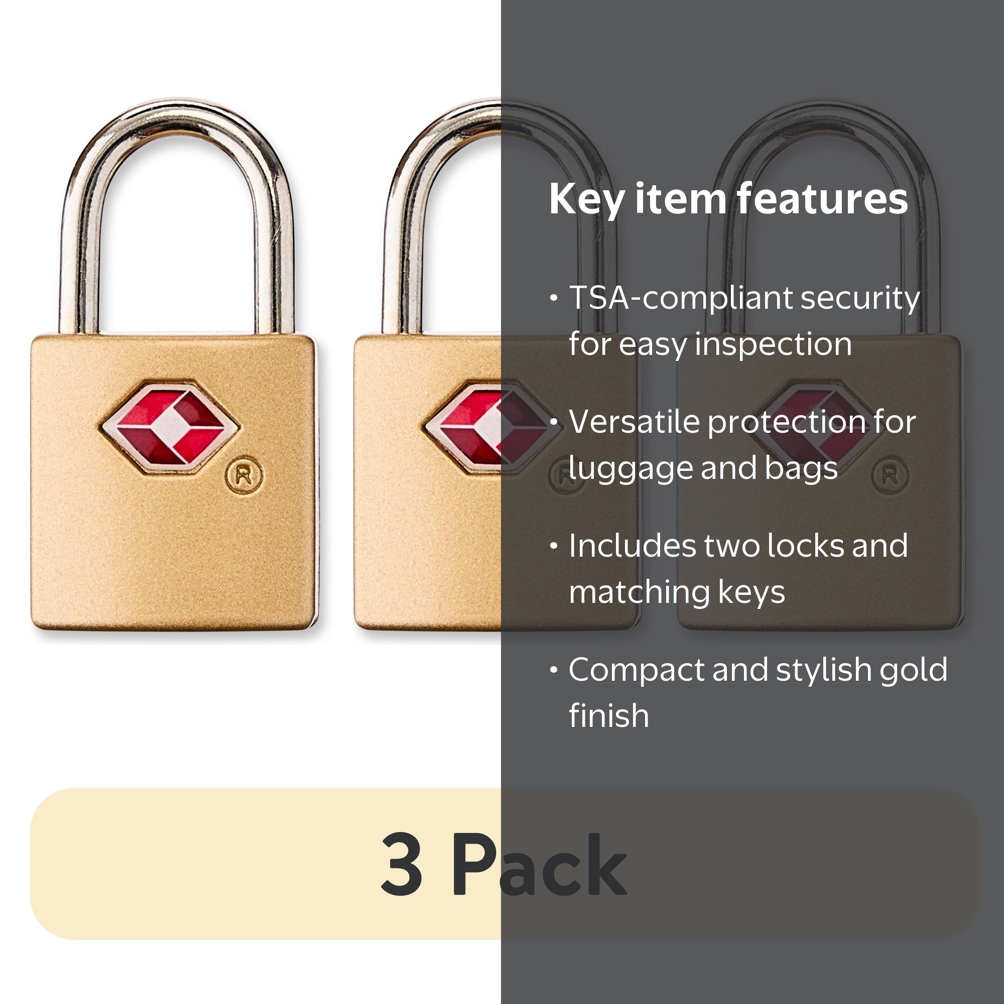 LAPD 射撃バッジ 2点セット 1/10 10K Gold Filled Protege Key Luggage Locks - TSA Accepted - Set of 2 Keys - Walmart.com