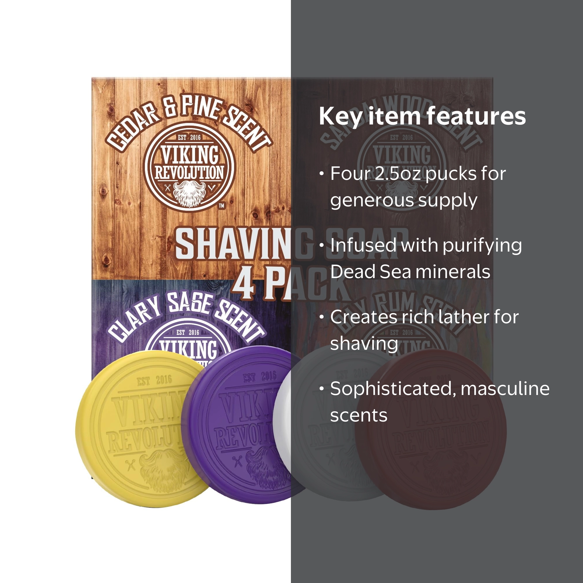 Viking Revolution Shaving Soap for Men, Dead Sea Purifying Lather