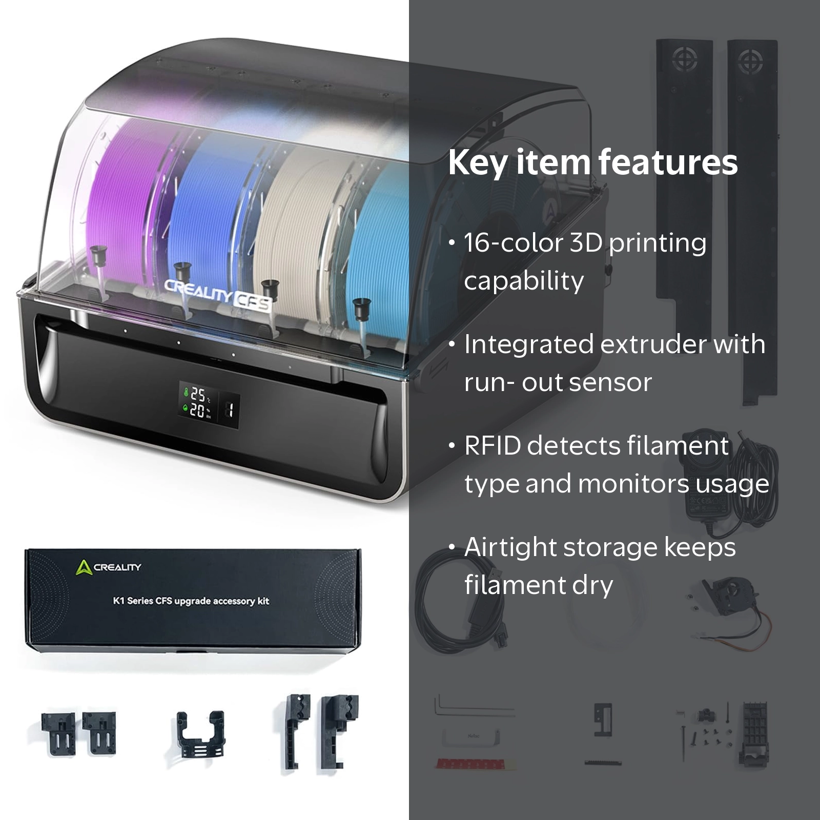Creality CFS Filament System with K1 Upgrade Accessory Kit, Multi