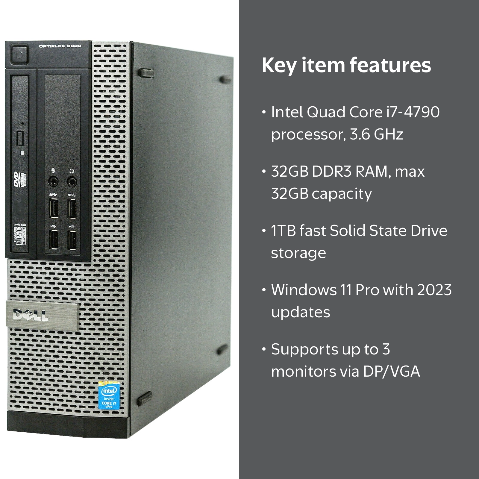 DELL OPTIPLEX 9020 Core i7-4790 3.6GHz 2GB DVD-ROM Radeon R7 250