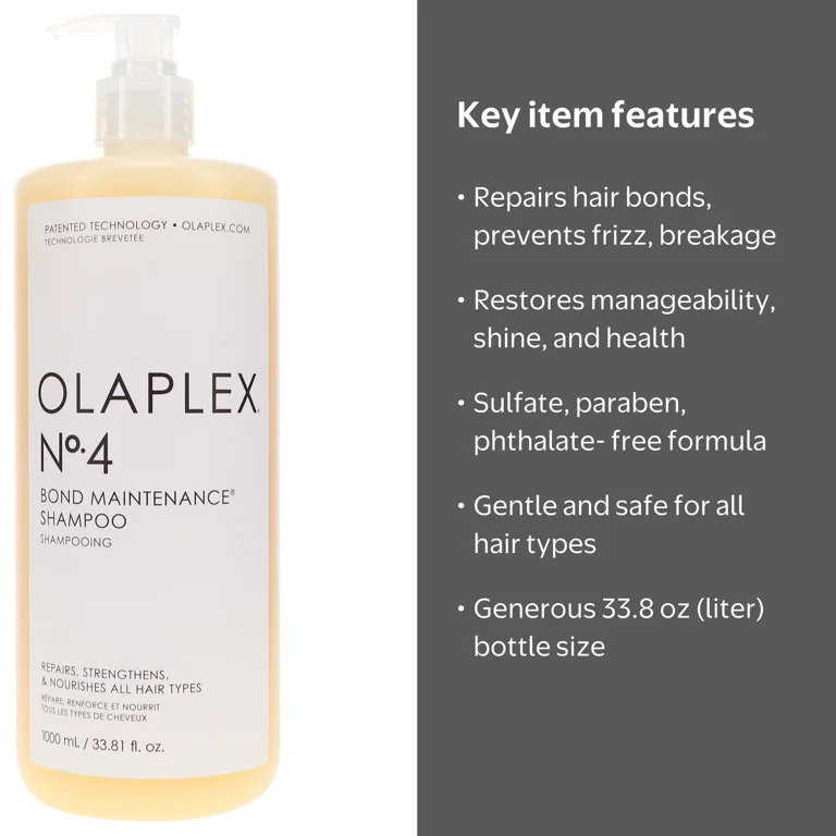 Olaplex No. 4 Bond Maintenance Shampoo, 33.8 oz, Sulfate-Free