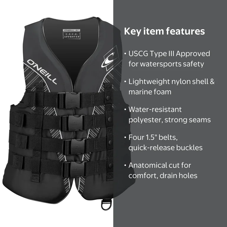 O'Neill, Men's Super Lite USCG Life Vest, Type III, Nylon Water