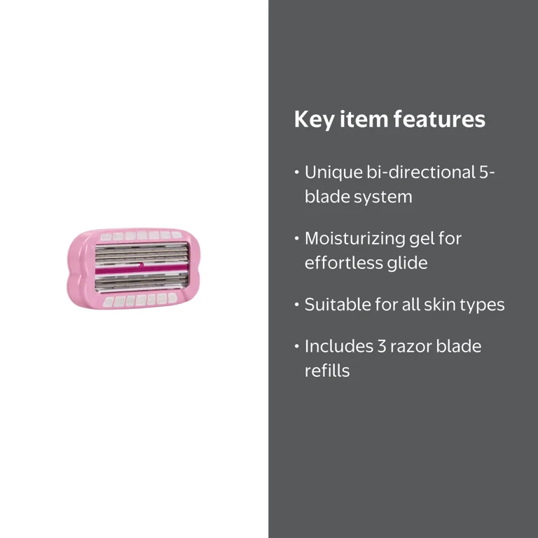 Schick Intuition Skintimate 5-Blade Women's Razor Blade Refills, 3