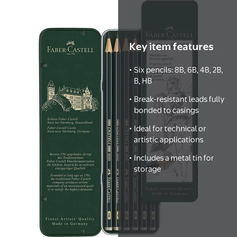 Faber-Castell 9000 鉛筆 8B 6箱セット Faber-Castell - Castell 9000 Pencil Set - 6-Pencil Set with 8B to