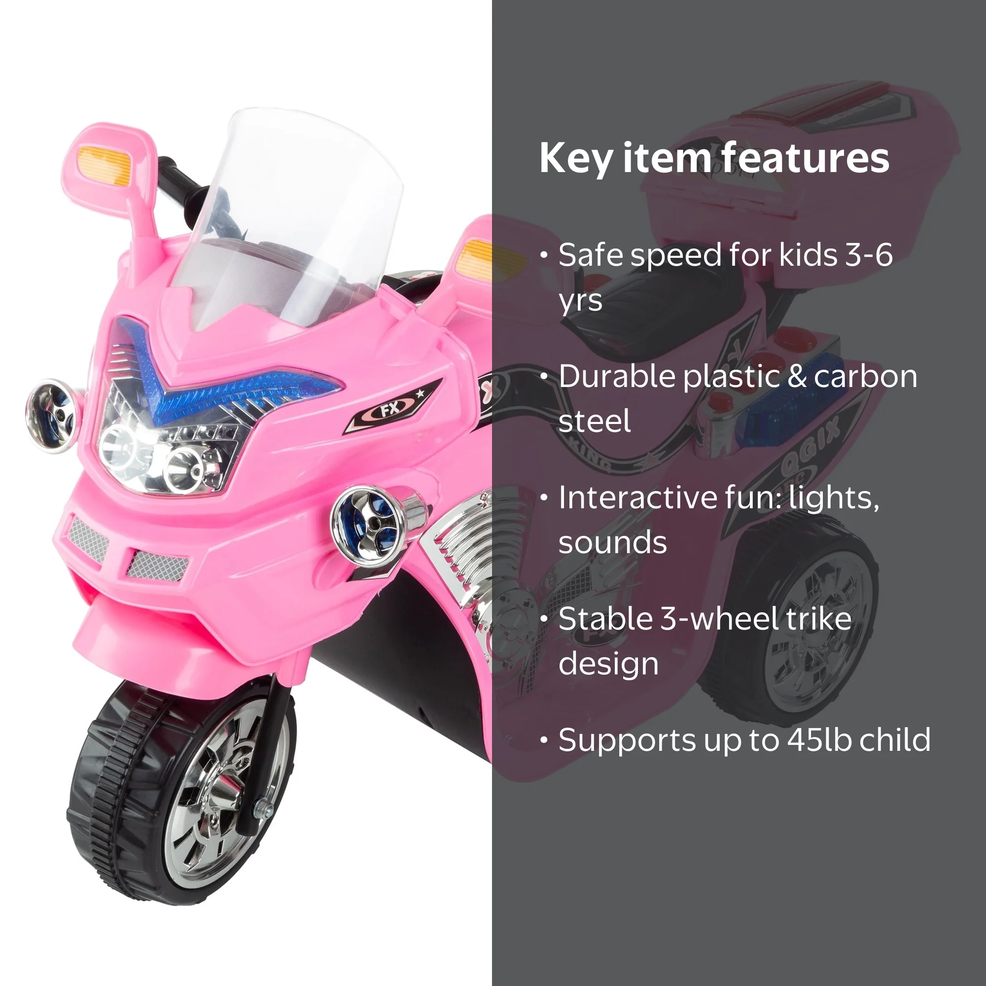 Lil' Rider Electric Motorcycle for Kids - 3-Wheel Battery-Powered