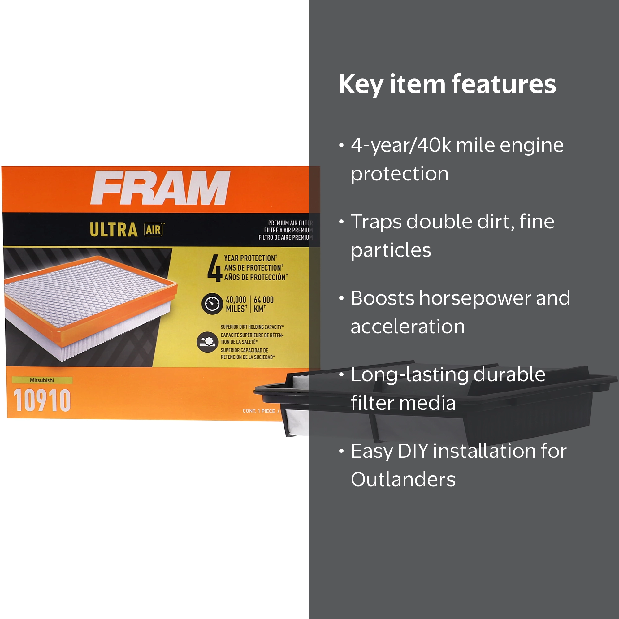 FRAM Ultra Air XGA10910, Premium Engine Air Filter for Mitsubishi