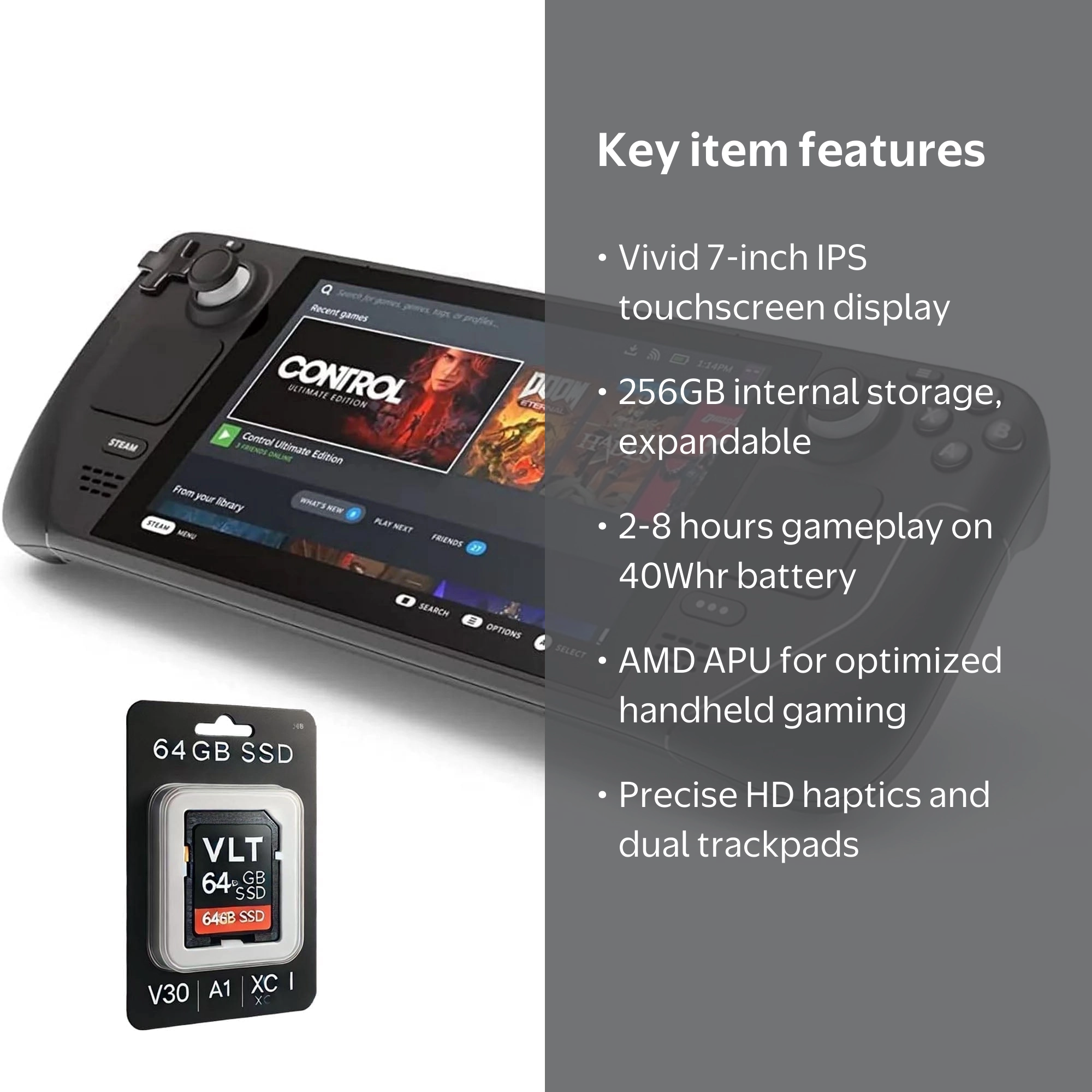 Valve Steam Deck 256GB64GBマイクロSDカード付属 Valve Steam Deck 64GB 256GB 512GB 1TB 2TB LCD OLED Black Handheld