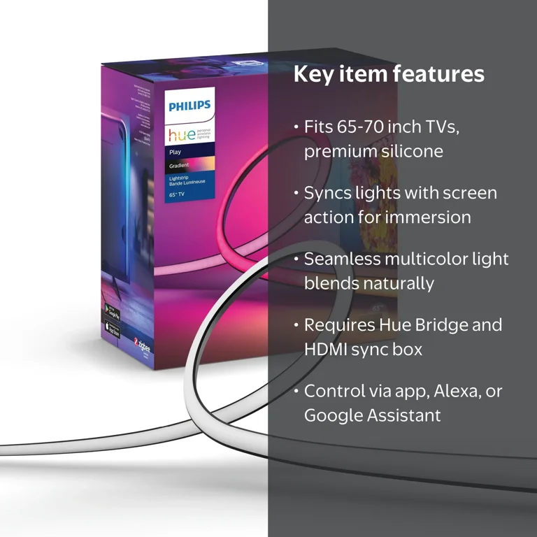 Philips Hue 65インチ スマート照明 フルセット Philips Hue, TV Backlight, Gradient Lightstrip 65