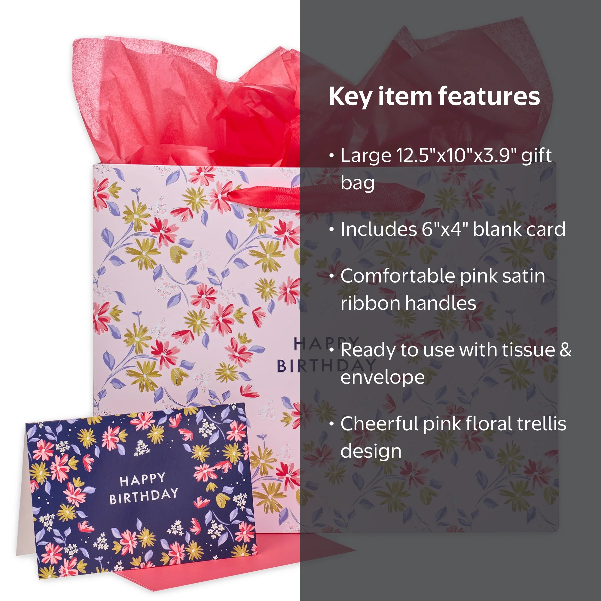 Walmart Happy Birthday Large Gift Bag Set - Pink & Purple with