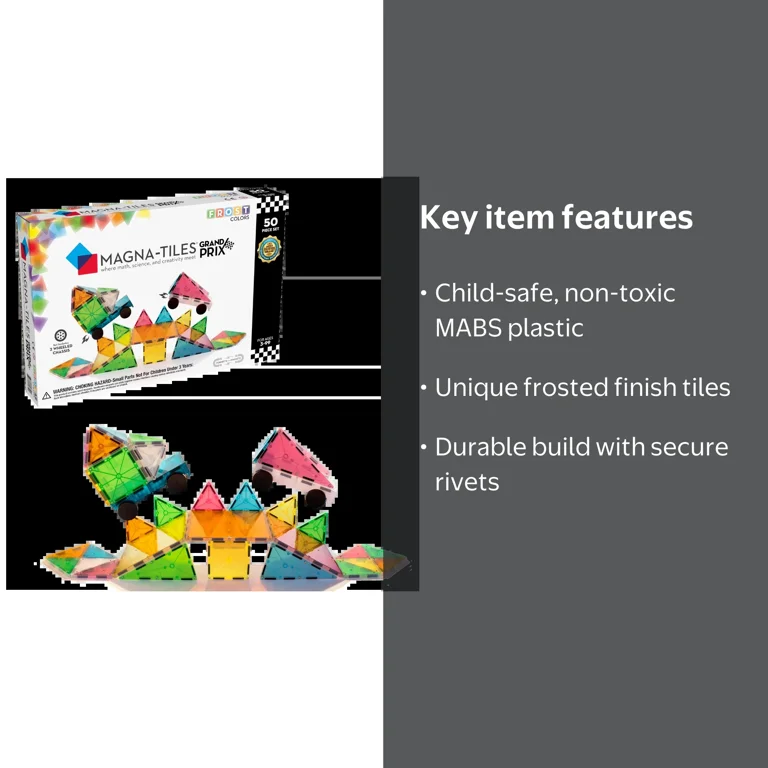 MAGNA-TILES Grand Prix 50-Piece Magnetic Construction Set, The