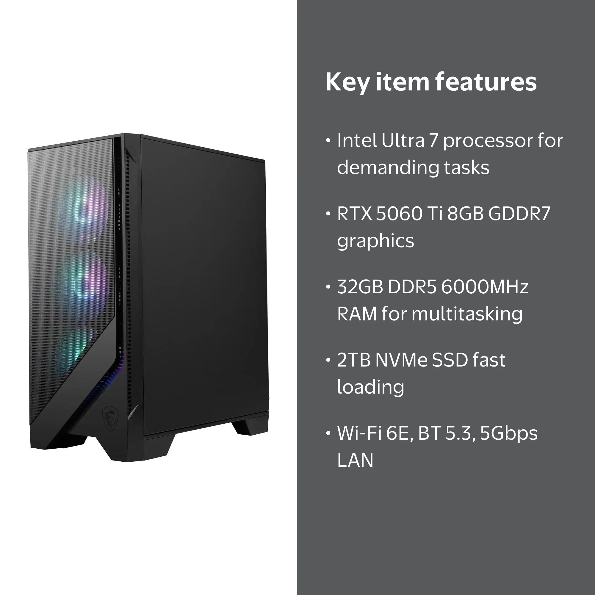 MSI Codex R2 Gaming Desktop Intel Core Ultra 7 265 - NVIDIA RTX