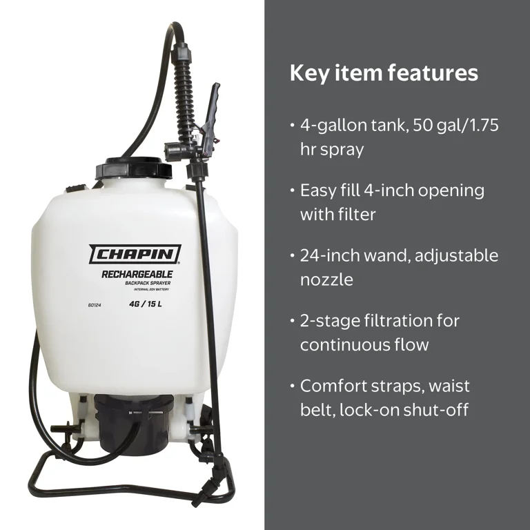 Chapin, Backpack Sprayer, 4-gallon, Battery-powered, Lawn and