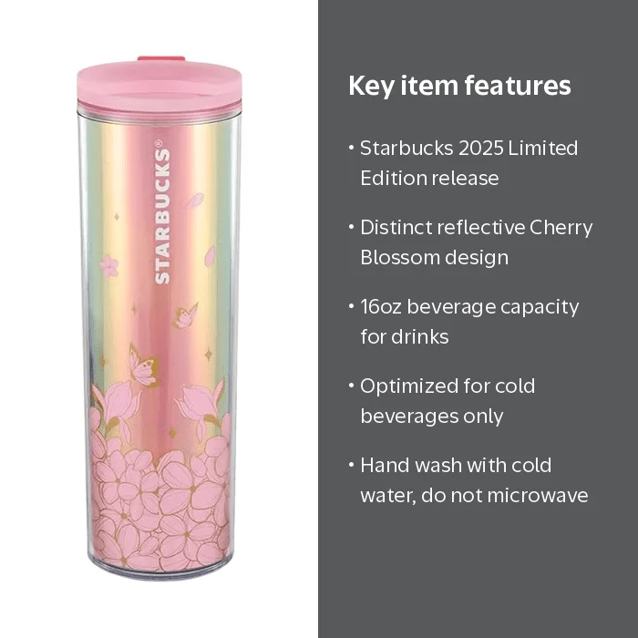 Starbucks 2025 Limited Edition Reflective Cherry Blossom Tumbler