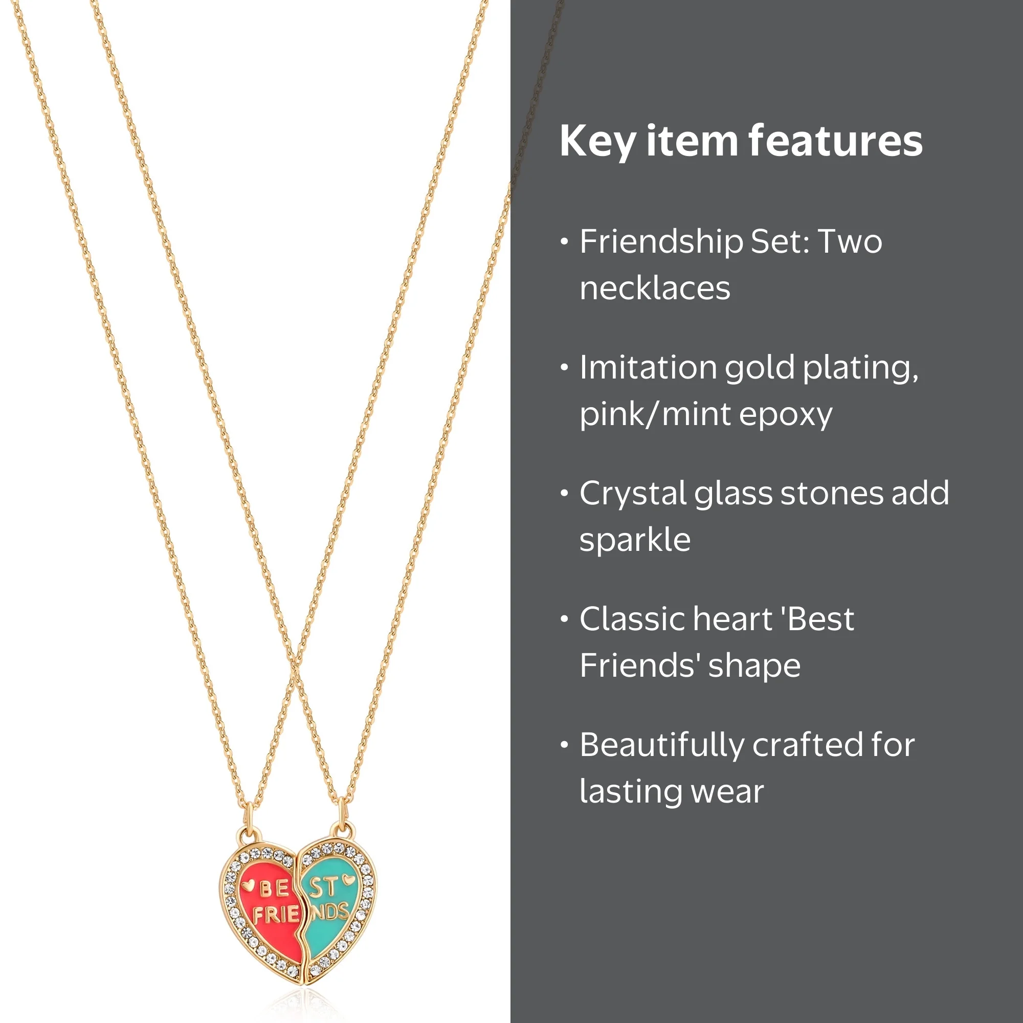 Wonder Nation Girl's BFF Multicolored Enameled Heart Friendship