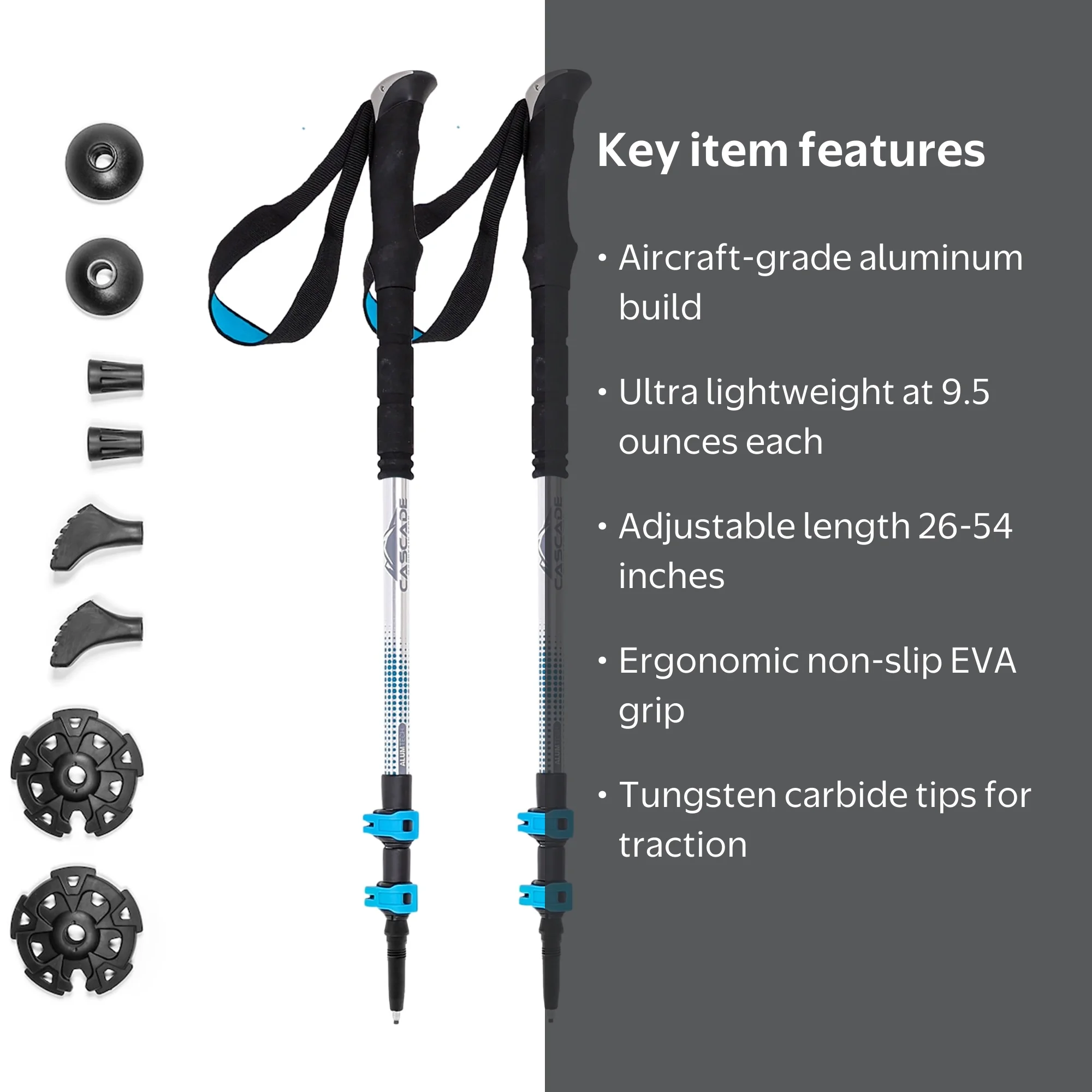 カスケードマウンテン Cascade Mountain Tech Aluminum Quick Lock Trekking Poles - EVA