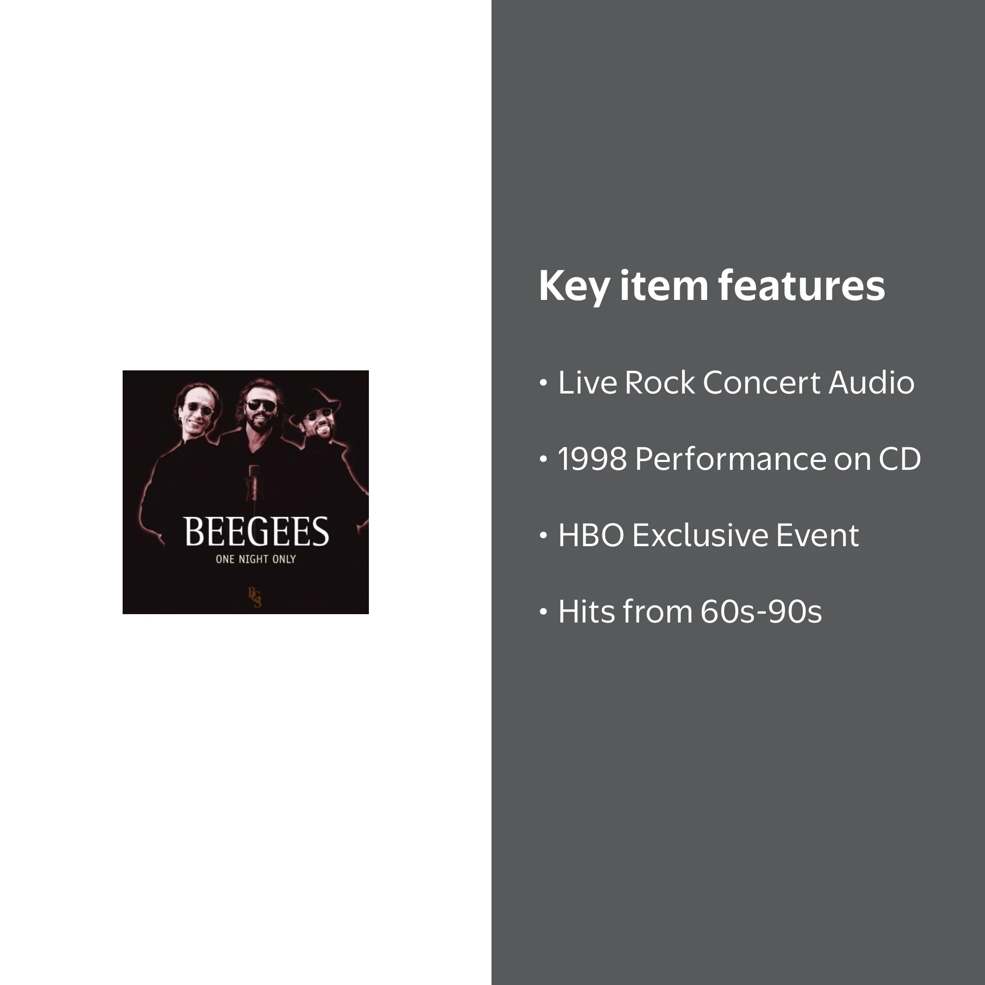 シングルCD Bee Gees Compact Disc Music - One Night Only CD - Walmart.com