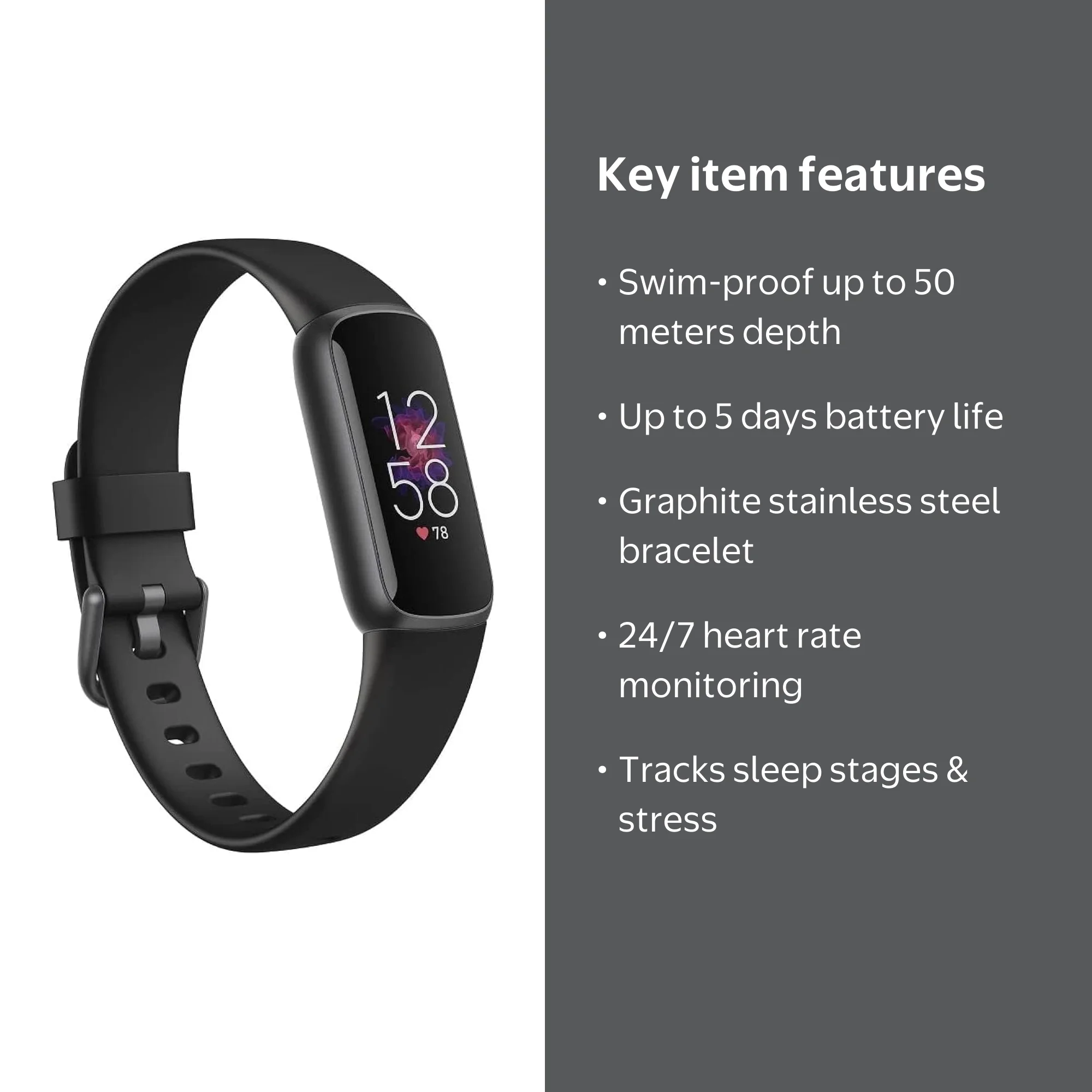 Fitbit Luxe Fitness & Wellness Tracker - Black/Graphite Stainless
