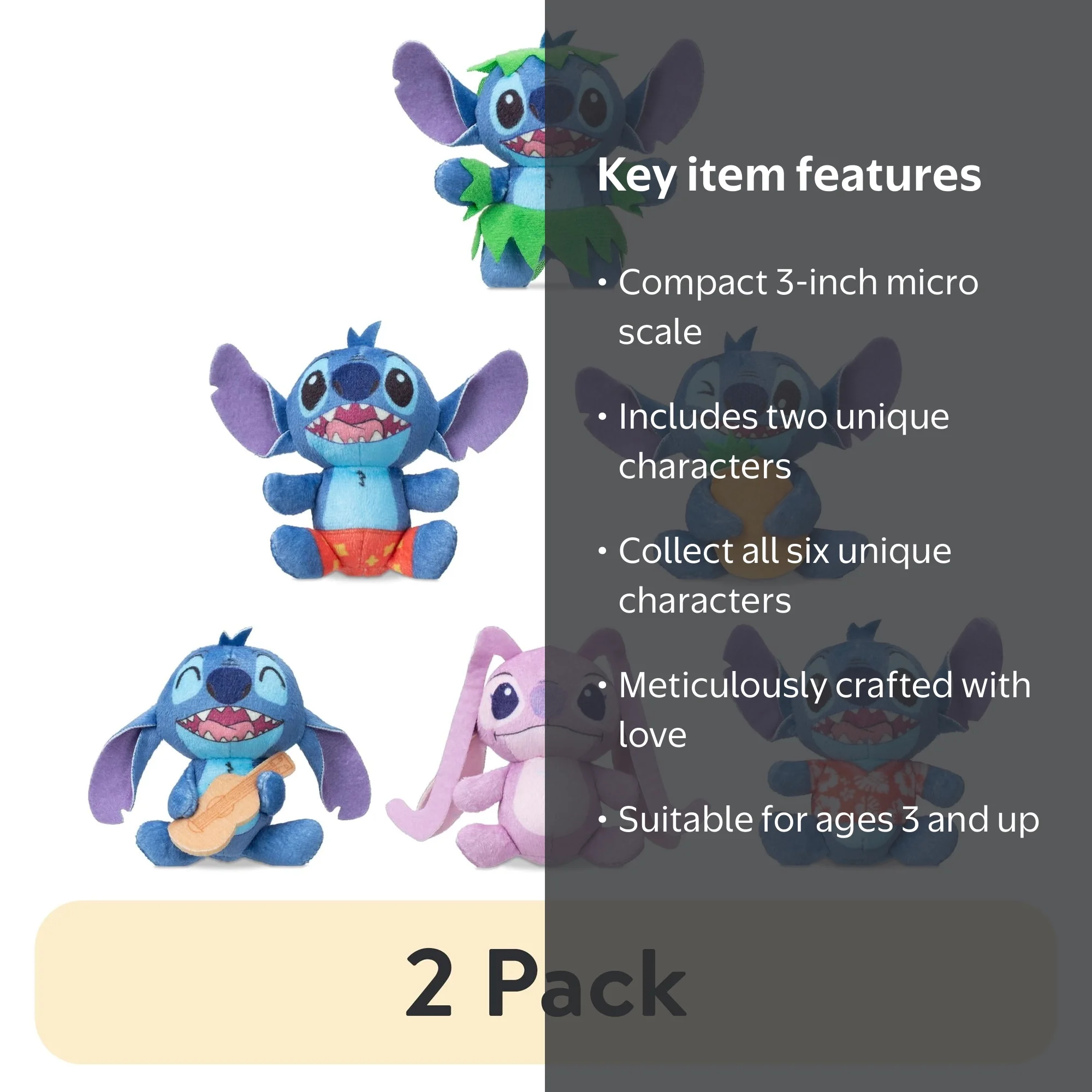 2 pack) Micro Teenies Disney Stitch Plush Toys Assortment, Great