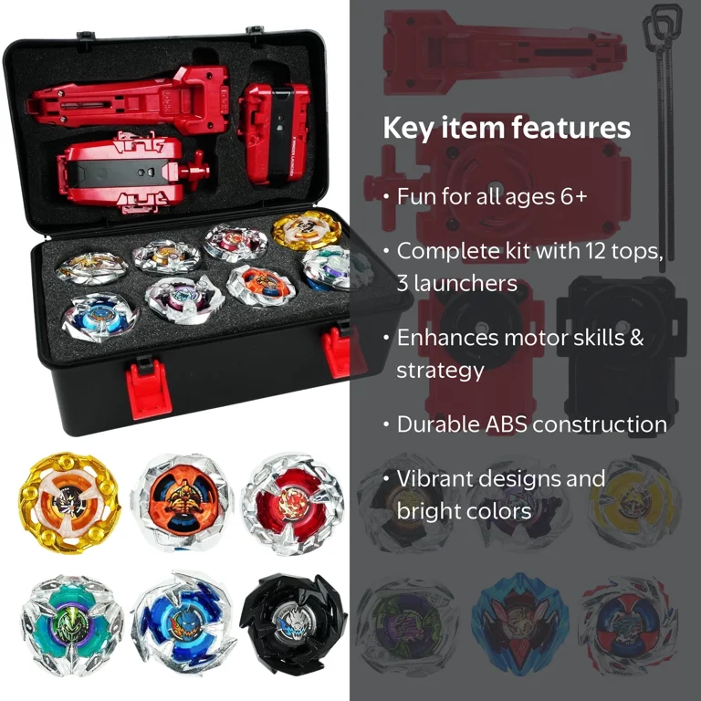 Jaawind Bey Battling Top Burst Gyro Toy Set for Kids, 12 Spinning